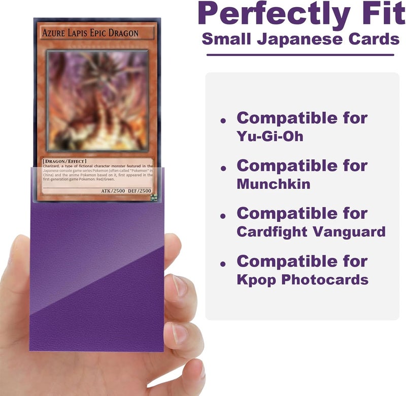 Fabmaker Purple Card Sleeve 200 Pack Compatible with Yu-gi-oh Card Sleeve Japanese Small Card Sleeves Photocard Sleeves 62x89mm, Back Textured Perfect Shuffling, Protect Your Japanese Sized Never Tear - Image 5